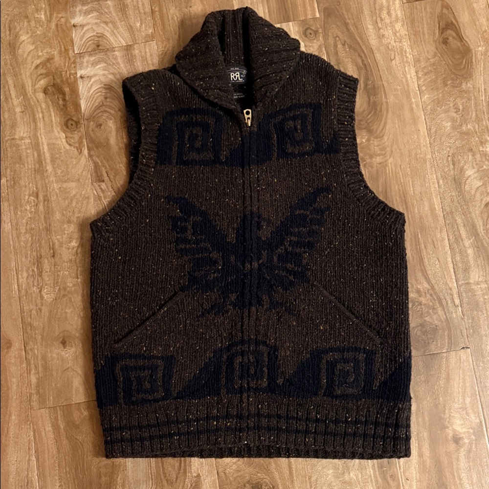 Ralph Lauren Double RRL Men's zip up shawl collars Sweater vest size large